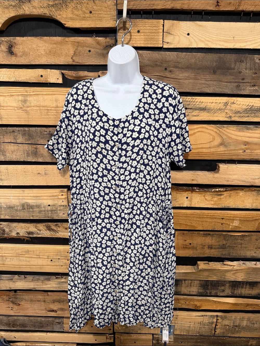 TWO DANES Ditsy‎ Floral Print Viscose Button Down Shift Dress Size Large